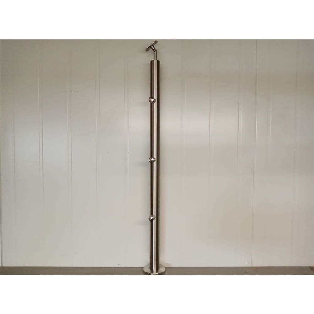 Słupek stal nierdzewna 42,4x2 mm - 3 przelotki (montaż płaski)