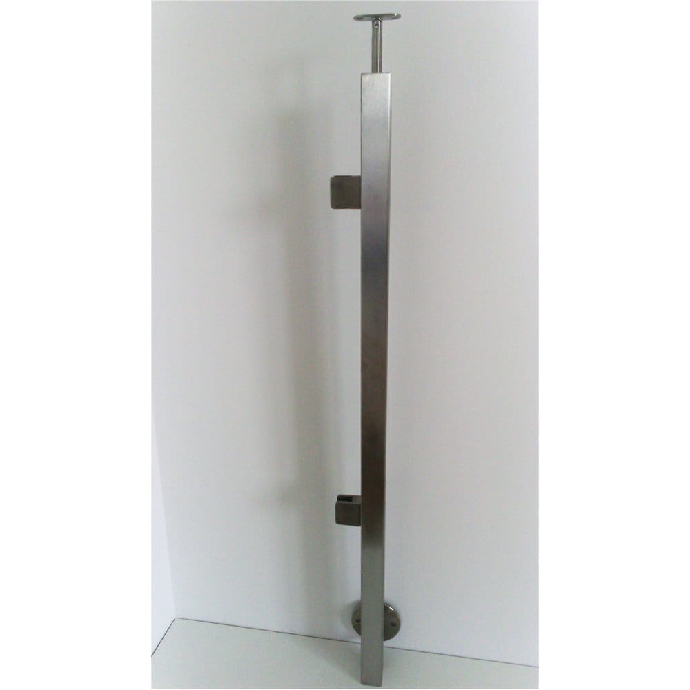 Słupek stal nierdzewna 40x40x2mm - 2 uchwyty szkła (montaż boczny)