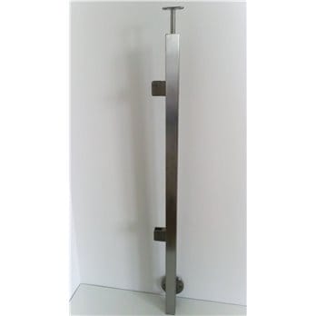 Słupek stal nierdzewna 40x40x2mm - 2 uchwyty szkła (montaż boczny)