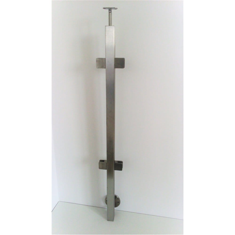 Słupek stal nierdzewna 40x40x2mm - 4 uchyty do szkła (montaż boczny)
