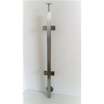 Słupek stal nierdzewna 40x40x2mm - 4 uchyty do szkła (montaż boczny)