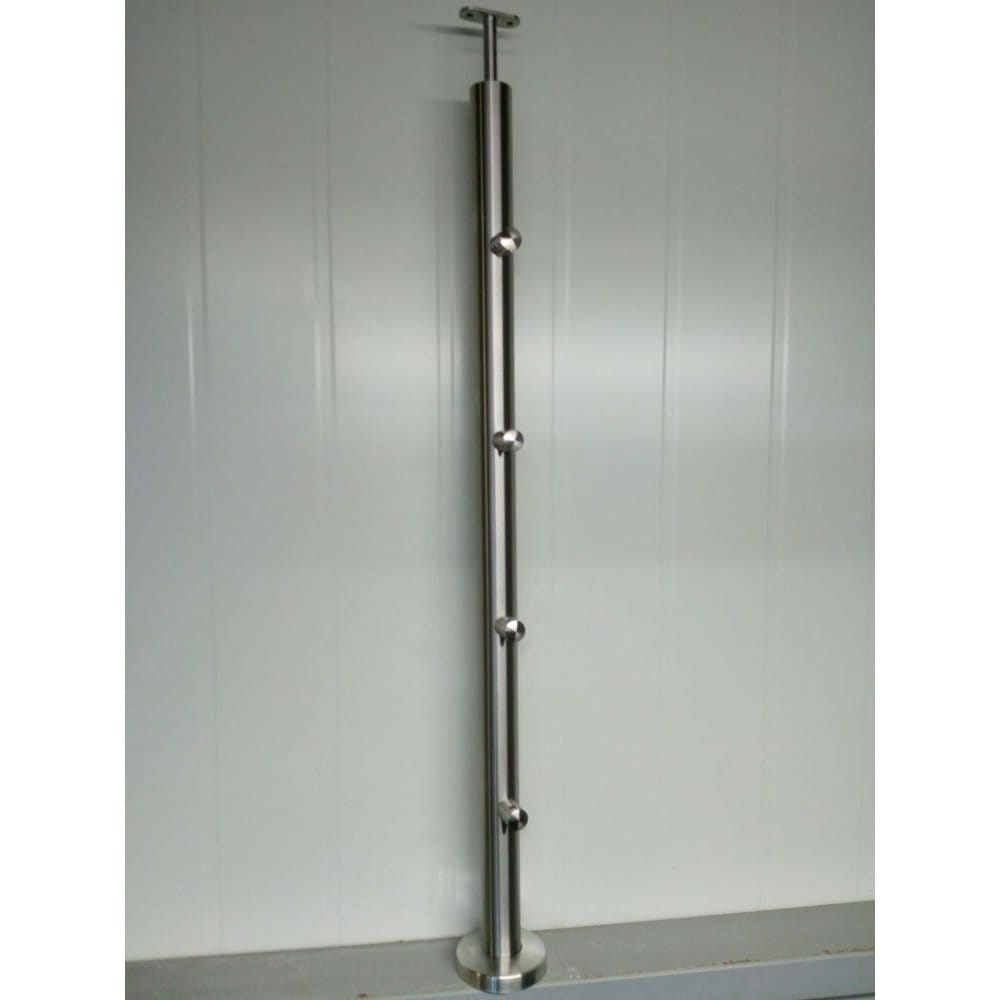 Słupek stal nierdzewna 42,4x2mm - 4 przelotki (montaż płaski)
