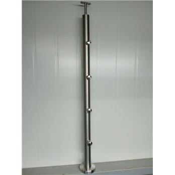Słupek stal nierdzewna 42,4x2mm - 4 przelotki (montaż płaski)