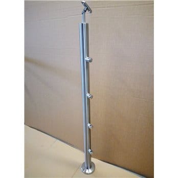 Słupek stal nierdzewna 42,4x2mm - 4 przelotki (montaż płaski)