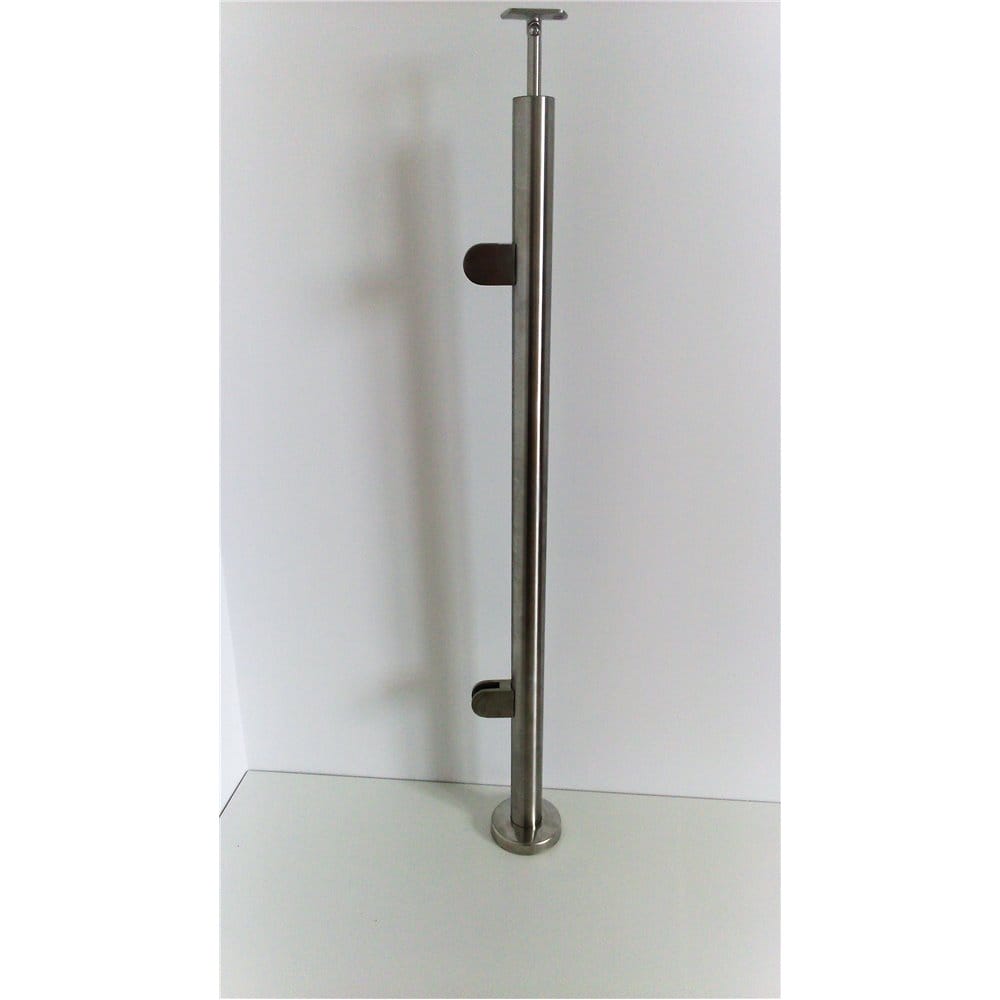 Słupek stal nierdzewna 42,4mm - 2 uchwyty szkła  (montaż płaski)
