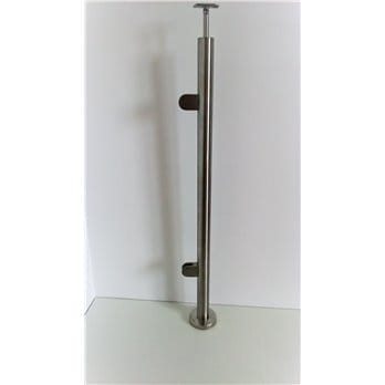Słupek stal nierdzewna 42,4mm - 2 uchwyty szkła  (montaż płaski)