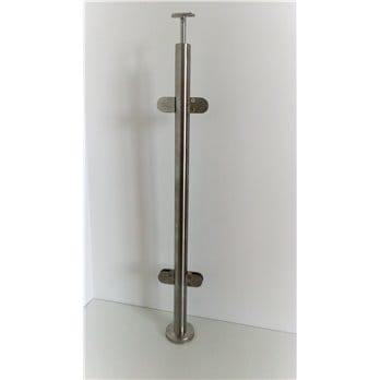 Słupek stal nierdzewna 42,4X2mm - 4 uchwyty szkła (montaż płaski)