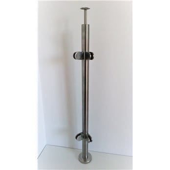 Słupek narożny -stal nierdzewna 42,4x2mm - 4 uchwyty szkła (montaż płaski)