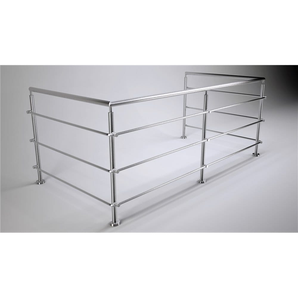 Balustrada balkonowa stal nierdzewna 42,4x2 mm 4 wypełnienia poziome (montaż płaski)