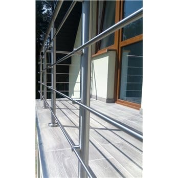 Balustrada balkonowa stal nierdzewna 42,4x2 mm 4 wypełnienia poziome (montaż płaski)