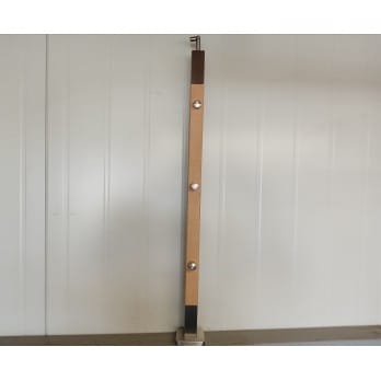 Słupek stal nierdzewna-drewno 40x40mm - 3 przelotki (mocowanie płaskie)