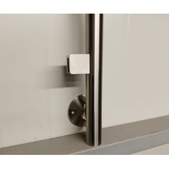 Słupek stal nierdzewna 42,4x2 mm - 2 uchwyty szkła (montaż boczny)