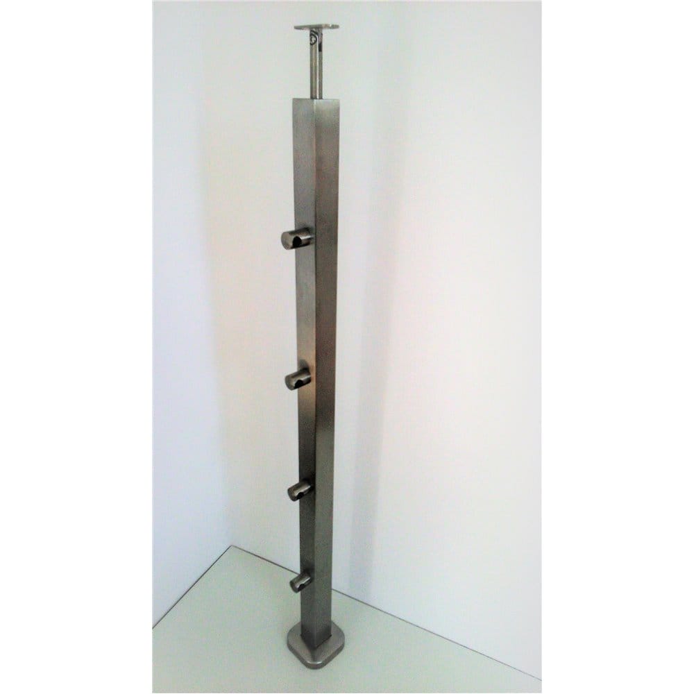 Słupek stal nierdzewna 40x40x2mm - 4 przelotki (montaż płaski)