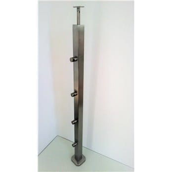 Słupek stal nierdzewna 40x40x2mm - 4 przelotki (montaż płaski)
