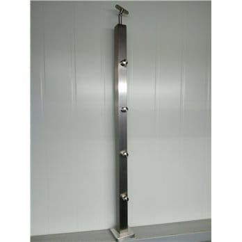 Słupek stal nierdzewna 40x40x2mm - 4 przelotki (montaż płaski)
