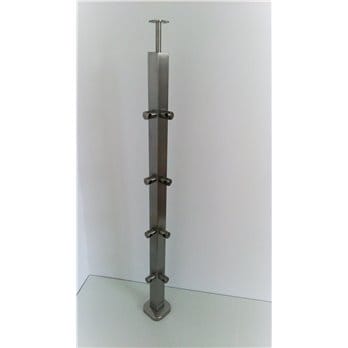 Słupek narożny-stal nierdzewna 40x40x2mm - 4 przelotki (montaż płaski)