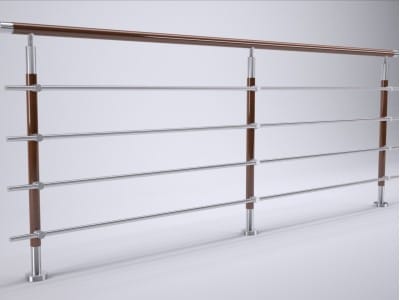 Balustrady Rura 42,4mm + drewno (dąb)